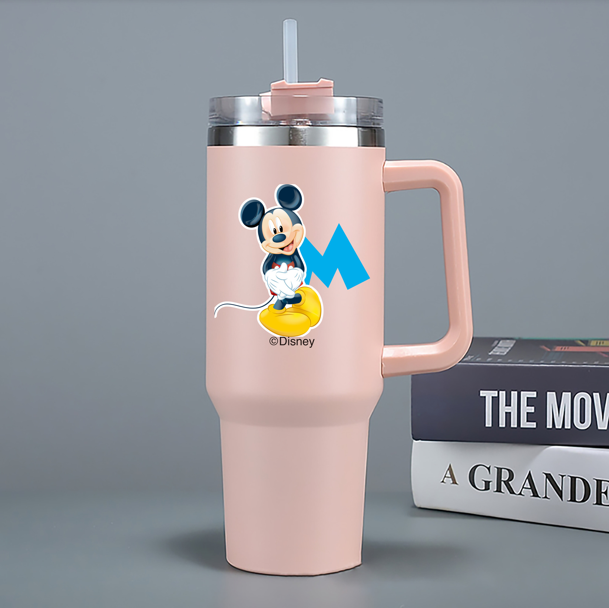 （画像用） ミッキーマウス Mickey Mouse 1200mL車用タンブラー - クリスタルステッカー（プラスチックストロー付き）